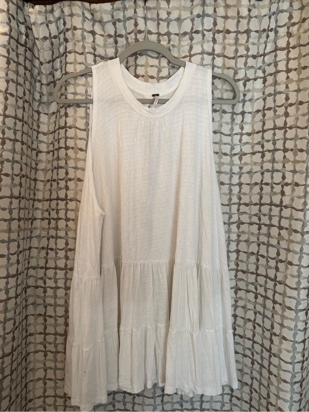 Free People White Sleeveless Tiered Mini Dress